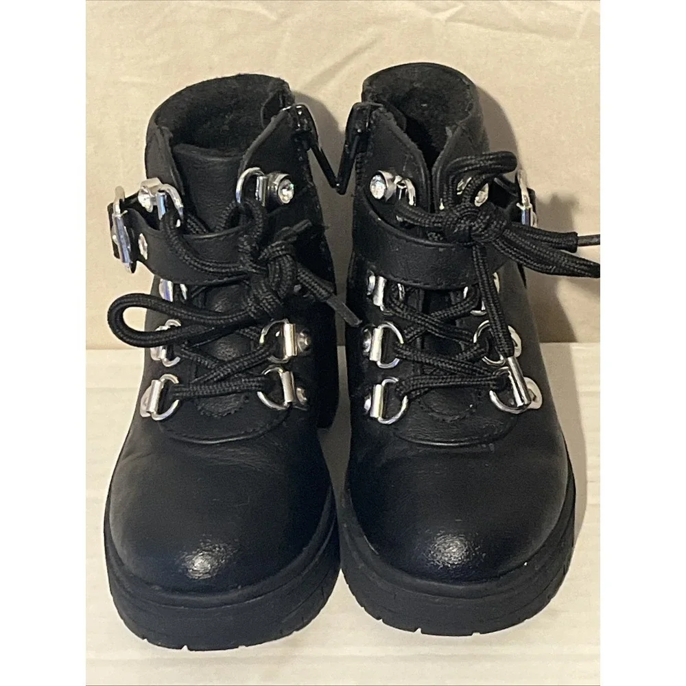 Girls Black Boots Combat Style Size 7 Lil‎ Jett by Cupcake Couture